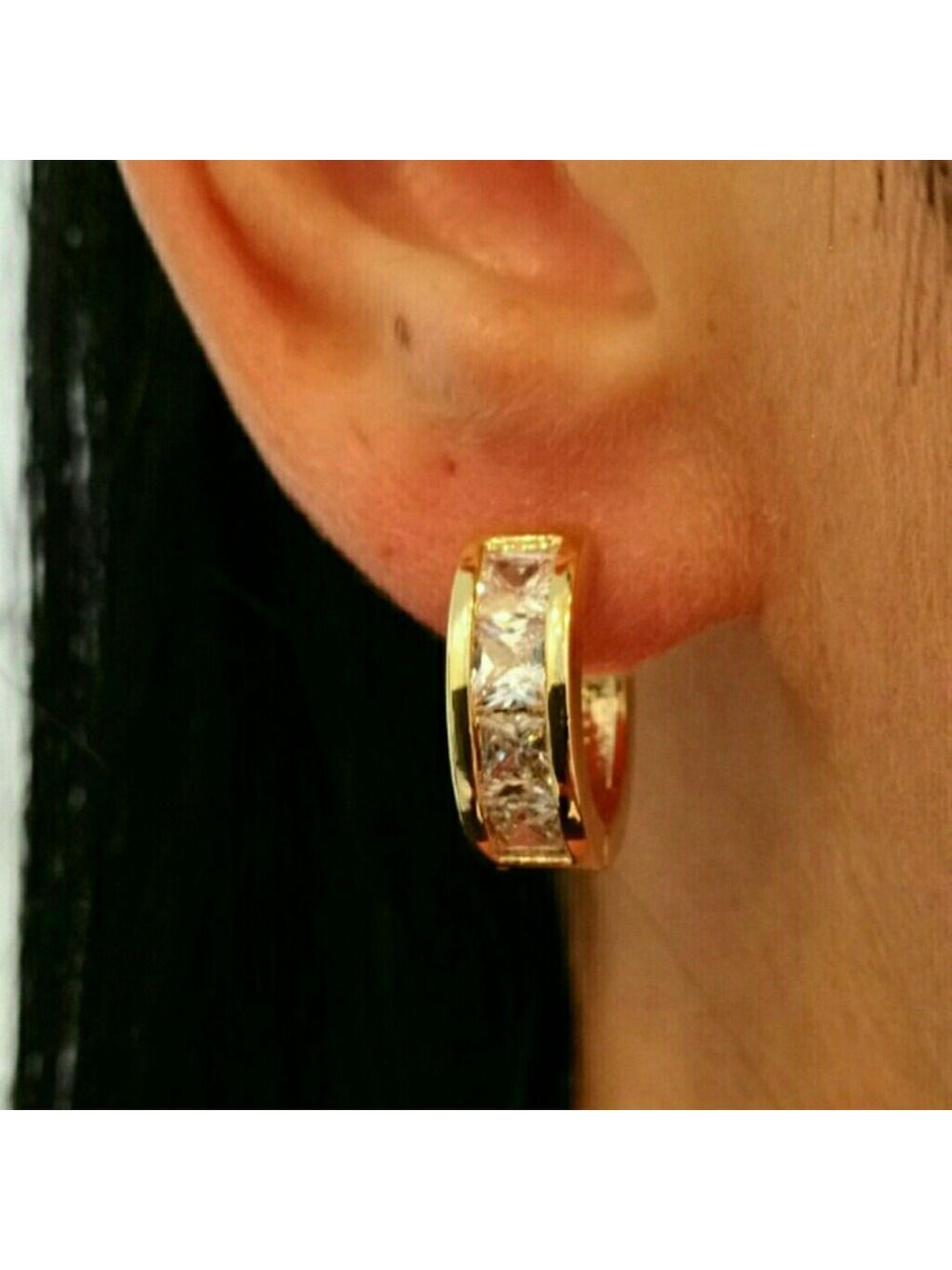 💋RHINESTONE GOLD HOOPS!!! - Picture 5 of 9